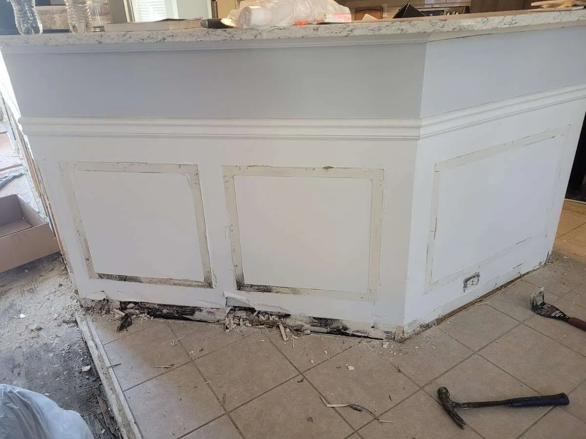 Water damage and mold on kitchen during Storm Damage Restoration in Corpus Christi